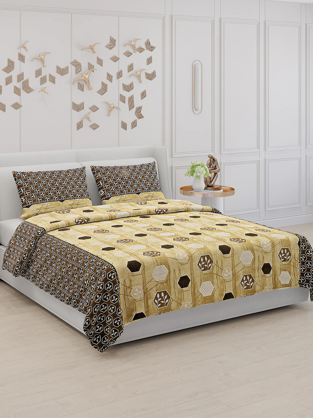 104 TC Cotton Double Bed Bedsheet with 2 Pillow Covers - Updated - Updated - Updated