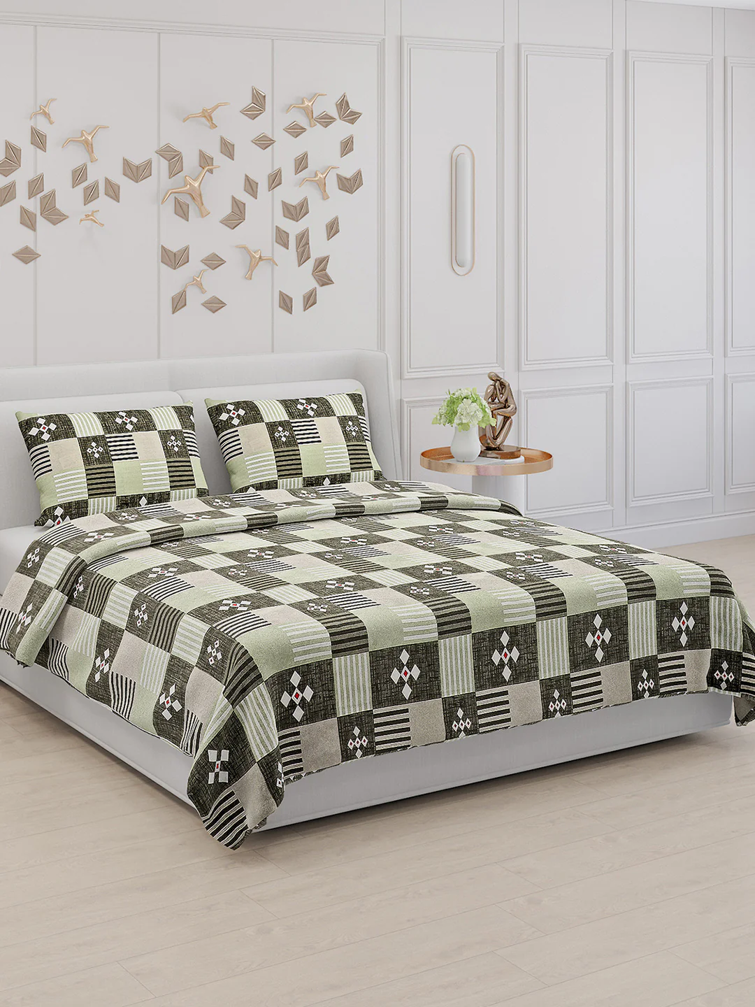 104 TC Cotton Double Bed Bedsheet with 2 Pillow Covers - Updated - Updated - Updated