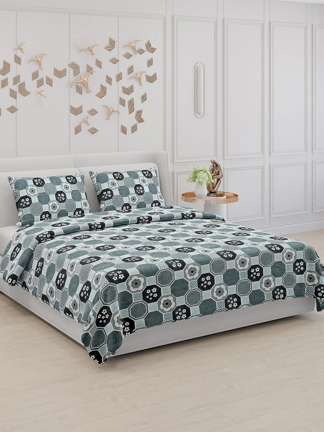 104 TC Cotton Double Bed Bedsheet with 2 Pillow Covers - Updated - Updated - Updated