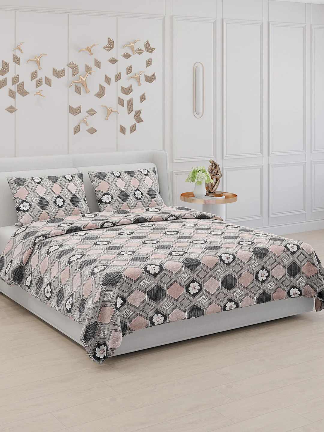 104 TC Cotton Double Bed Bedsheet with 2 Pillow Covers - Updated - Updated