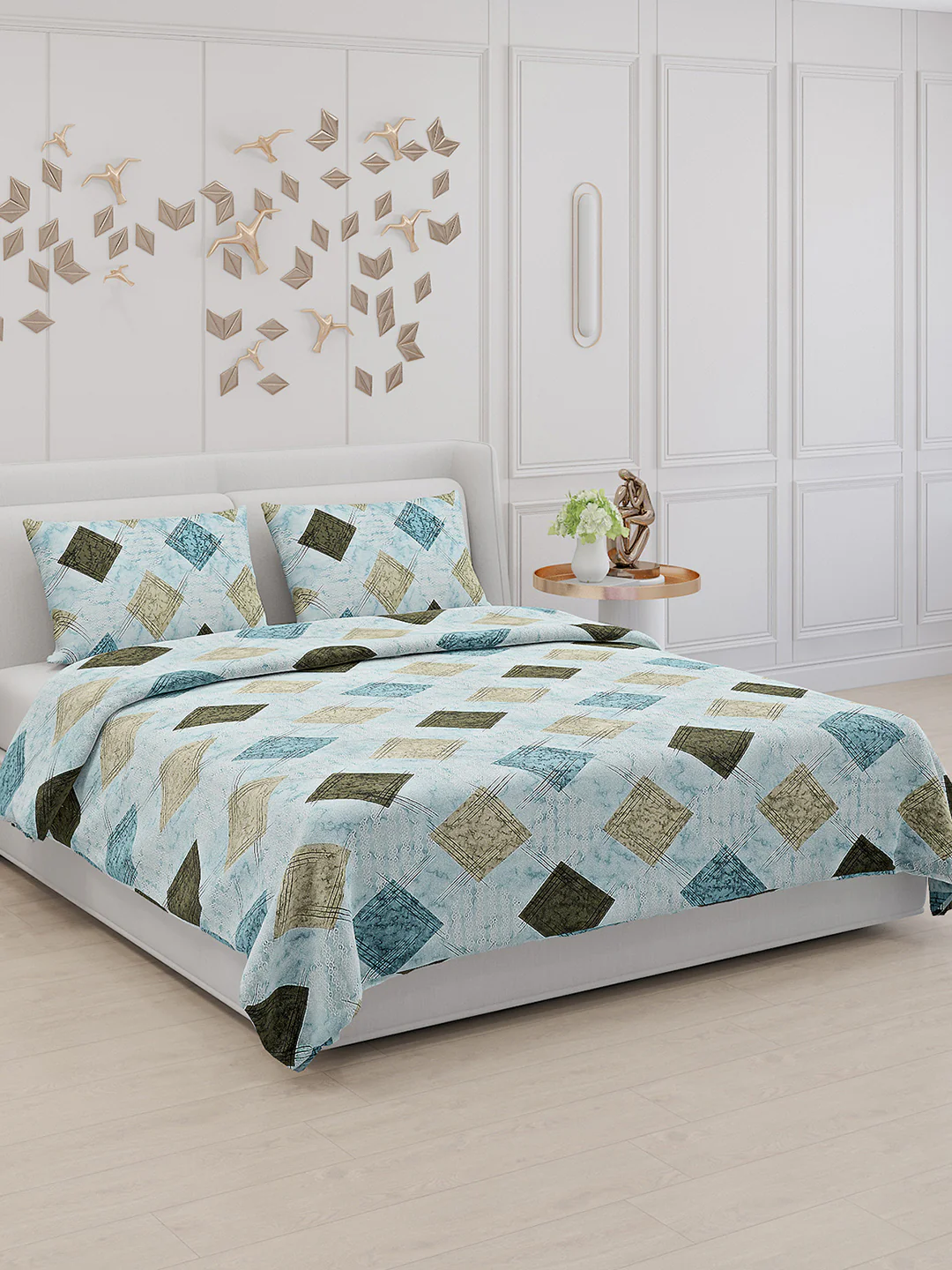 104 TC Cotton Double Bed Bedsheet with 2 Pillow Covers - Updated - Updated