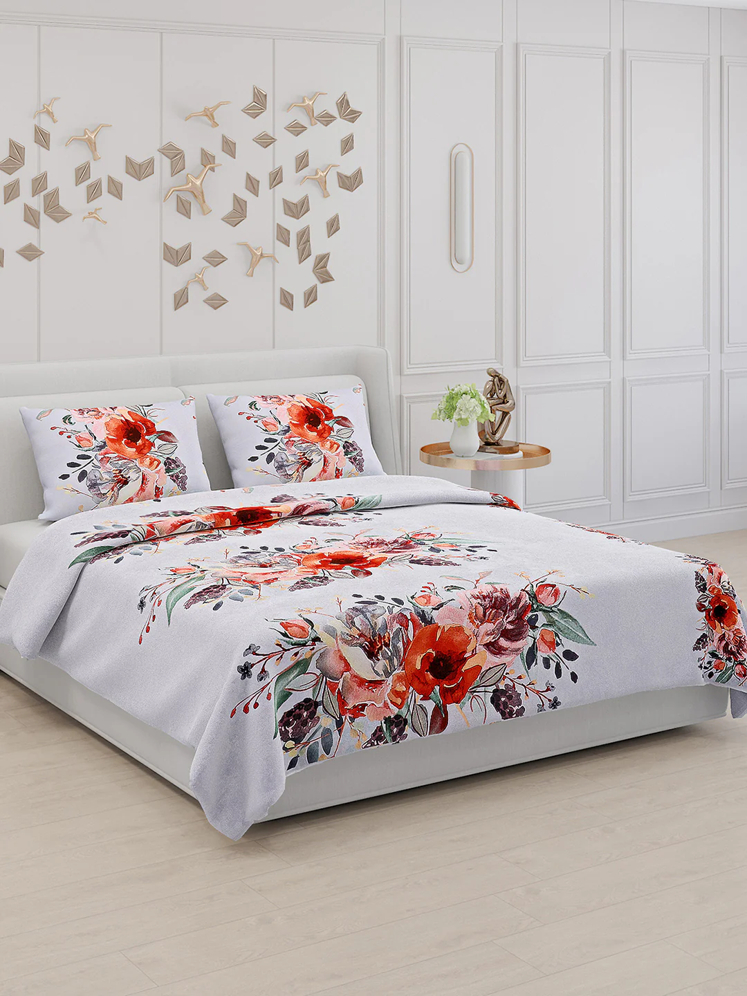 110 GSM Polyester Double Bed Bedsheet with 2 Pillow Covers - Updated - Updated - Updated