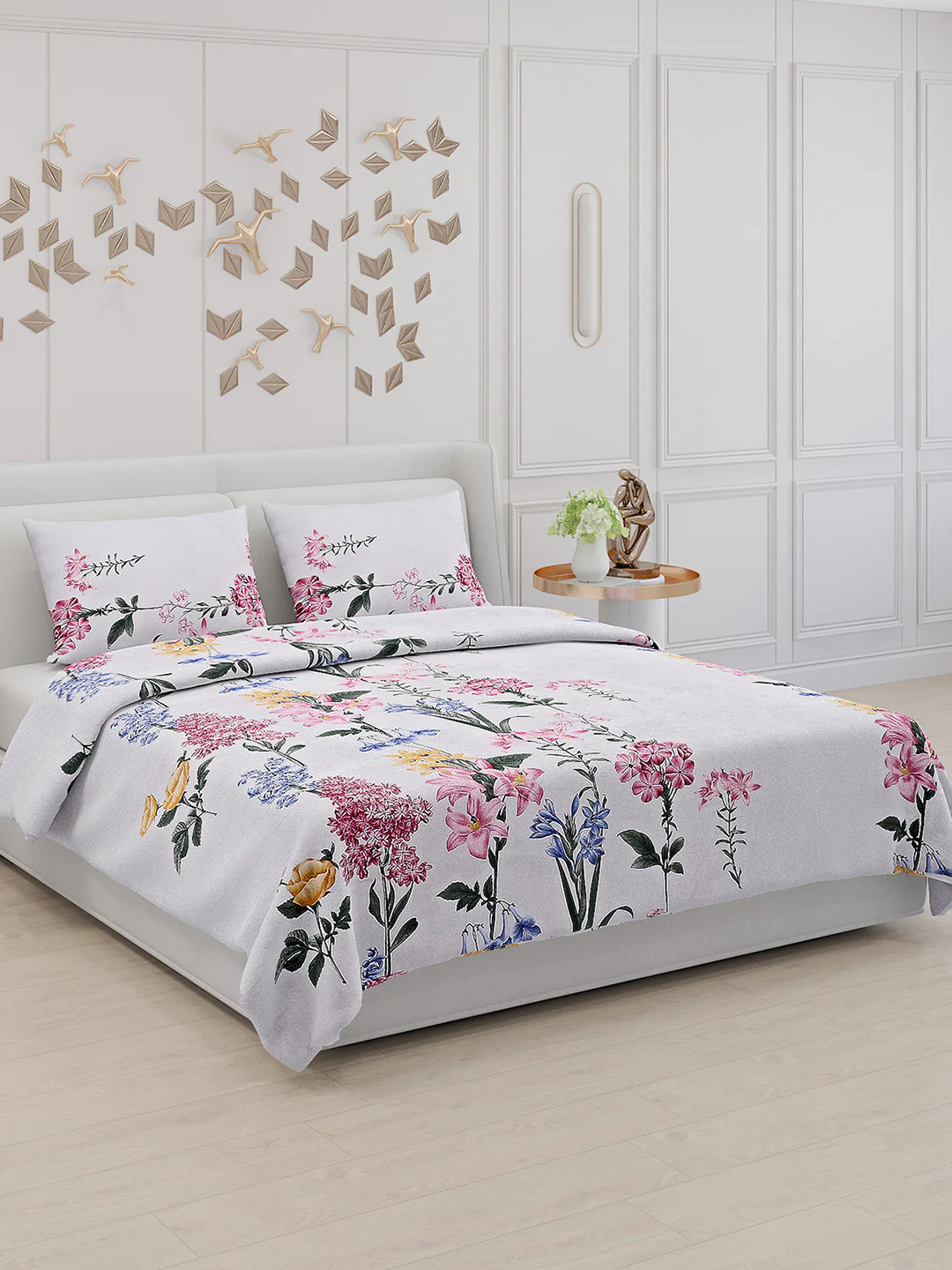110 GSM Polyester Double Bed Bedsheet with 2 Pillow Covers - Updated - Updated - Updated