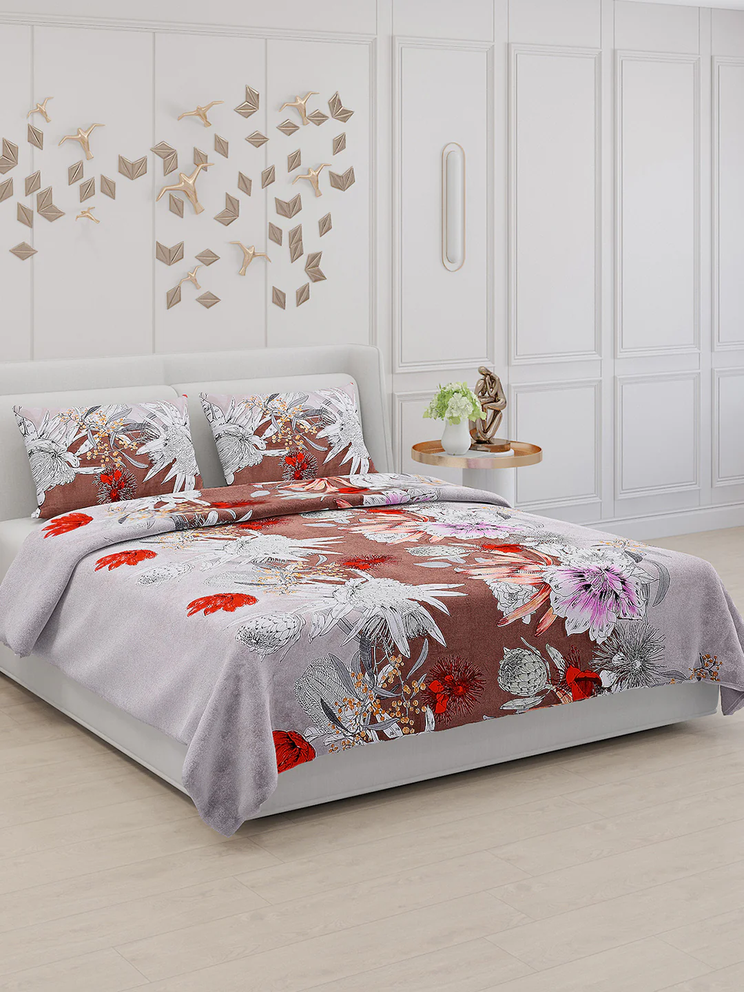 110 GSM Polyester Double Bed Bedsheet with 2 Pillow Covers - Updated - Updated