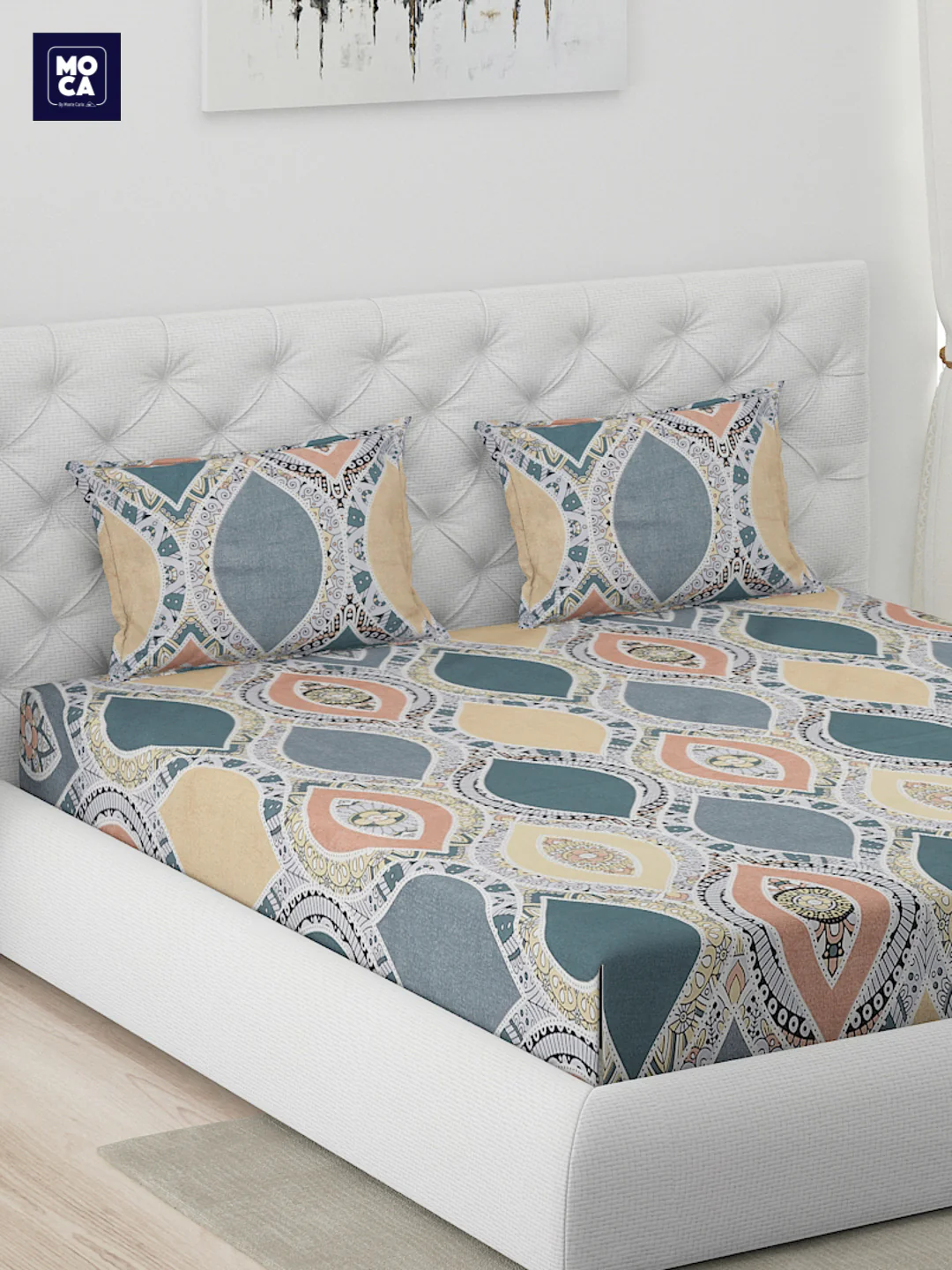 120 GSM Polyester Double Bed 1 Bedsheet with 2 Pillow Covers (Dazzle)
