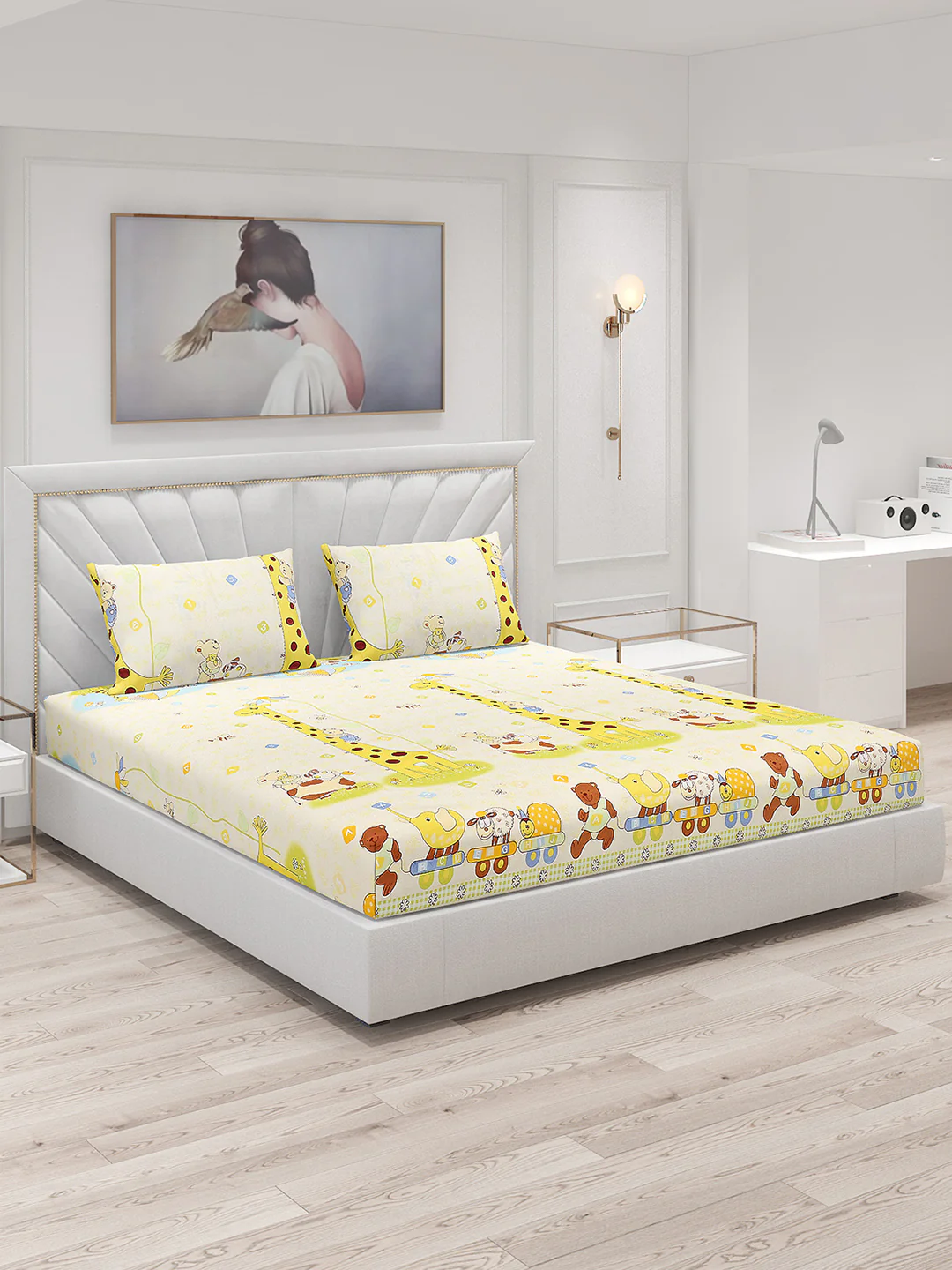 120 GSM Polyester Double Bed Bedsheet with 2 Pillow Covers - Updated - Updated