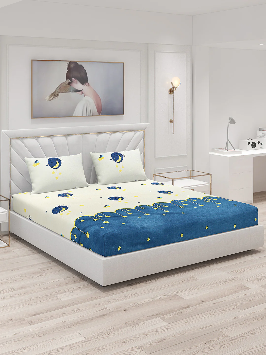 120 GSM  Polyester Double Bed Bedsheet with 2 Pillow Covers - Updated - Updated - Updated