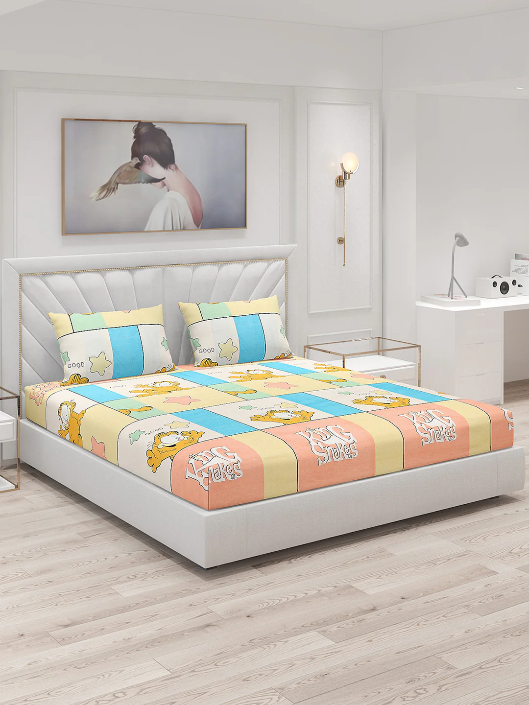120 GSM  Polyester Double Bed Bedsheet with 2 Pillow Covers - Updated - Updated