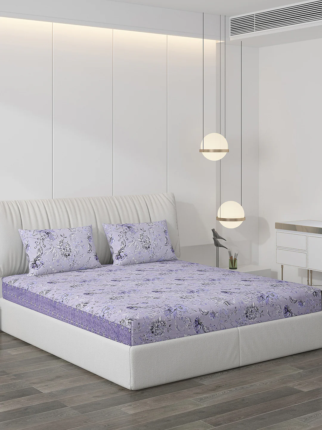 120 GSM  Polyester Double Bed Bedsheet with 2 Pillow Covers - Updated - Updated
