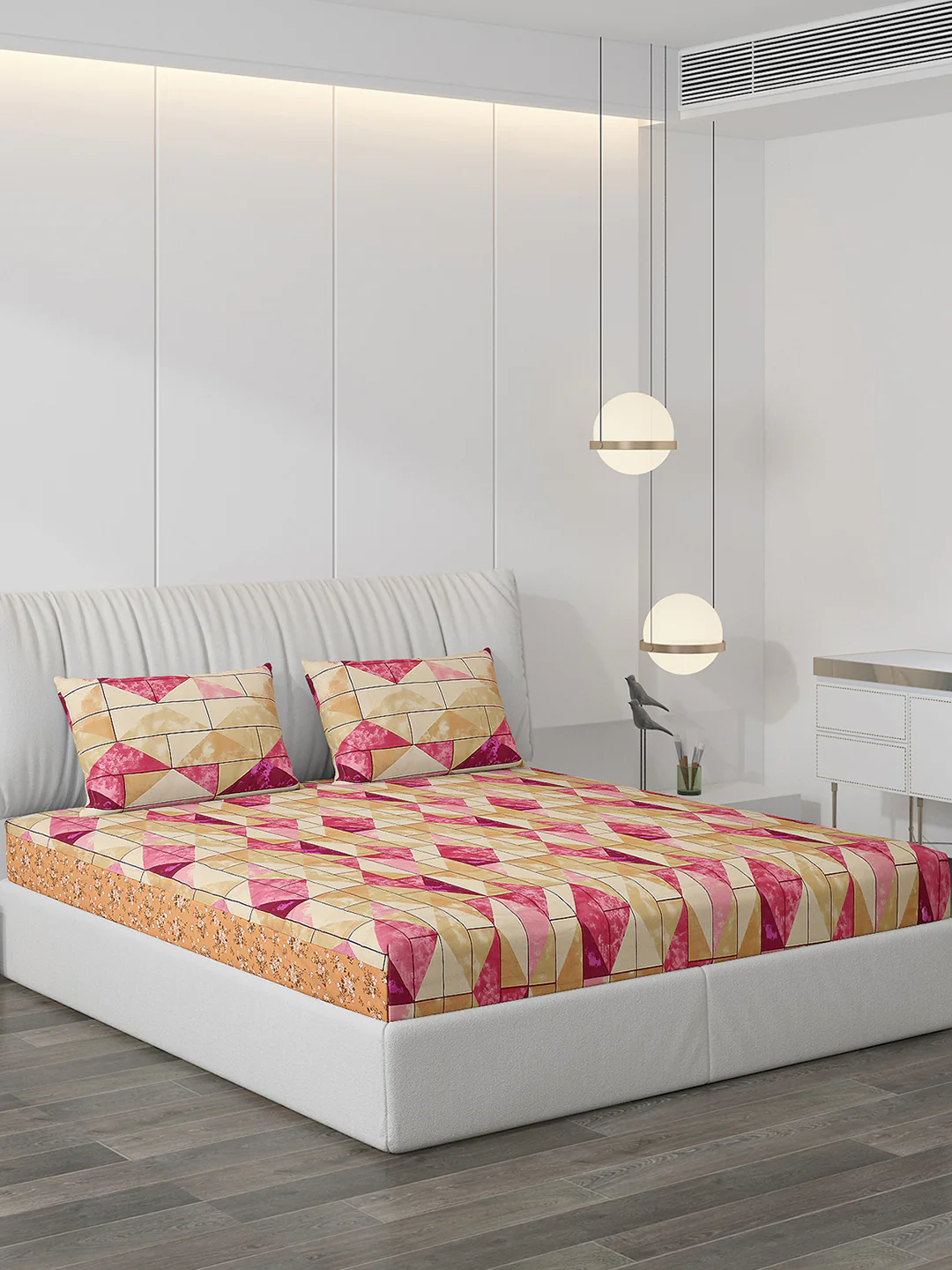 120 GSM Polyester Double Bed Bedsheet with 2 Pillow Covers - Updated - Updated
