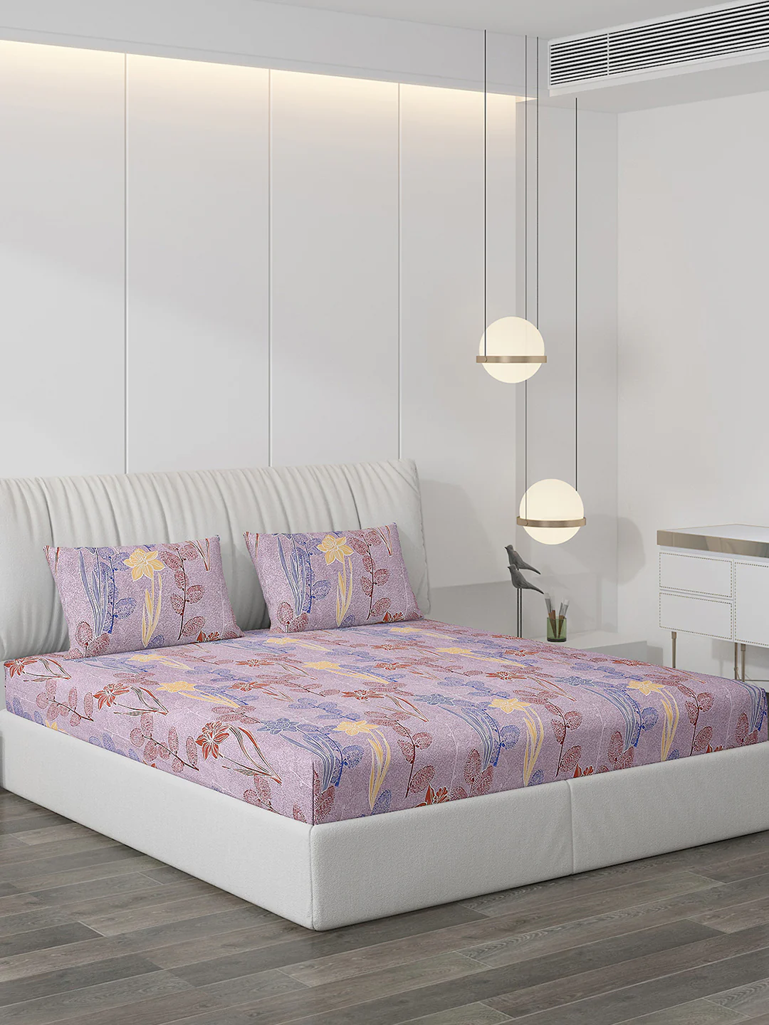 120 GSM Polyester Double Bed Bedsheet with 2 Pillow Covers - Updated - Updated