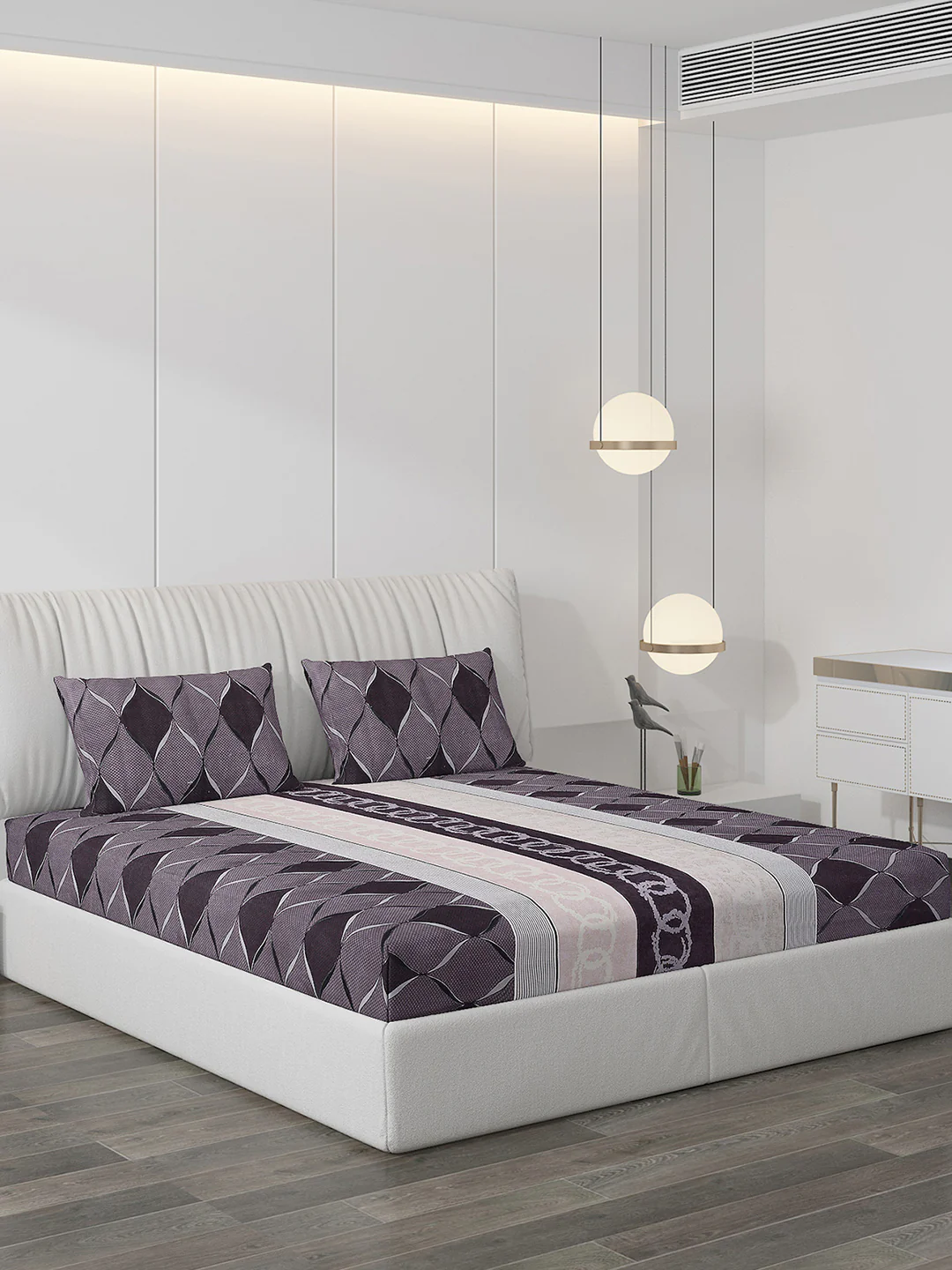 120 GSM  Polyester Double Bed Bedsheet with 2 Pillow Covers - Updated - Updated