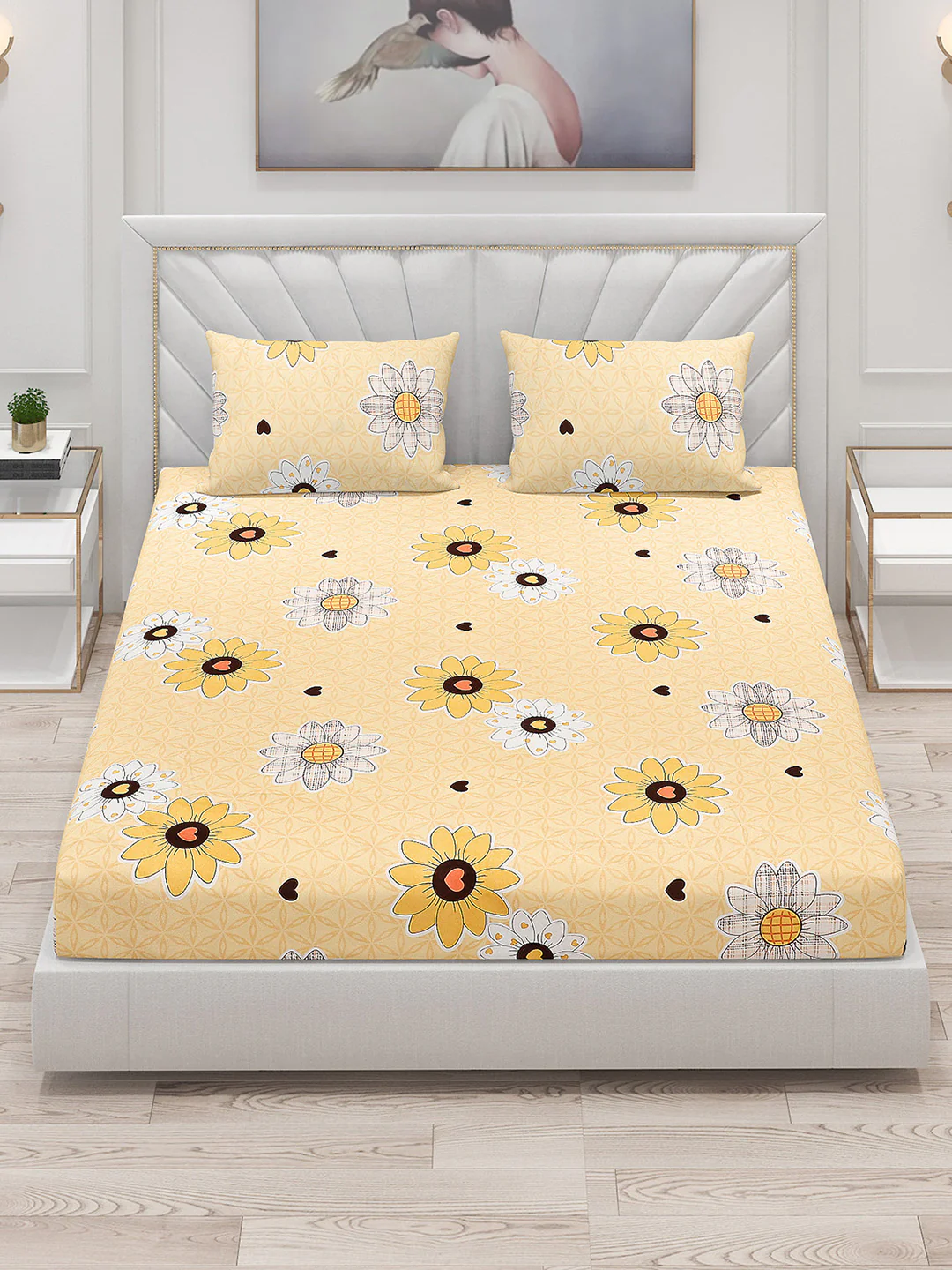 120 GSM Polyester Double Bed Bedsheet with 2 Pillow Covers - Updated - Updated - Image 2
