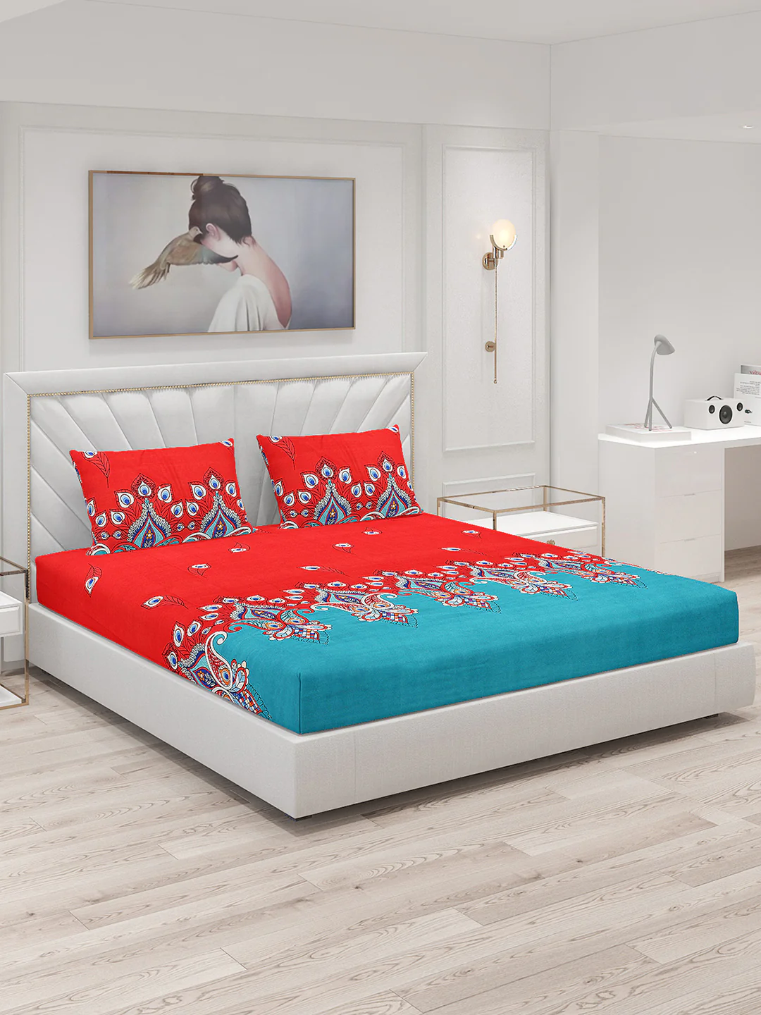 120 GSM  Polyester Double Bed Bedsheet with 2 Pillow Covers - Updated - Updated