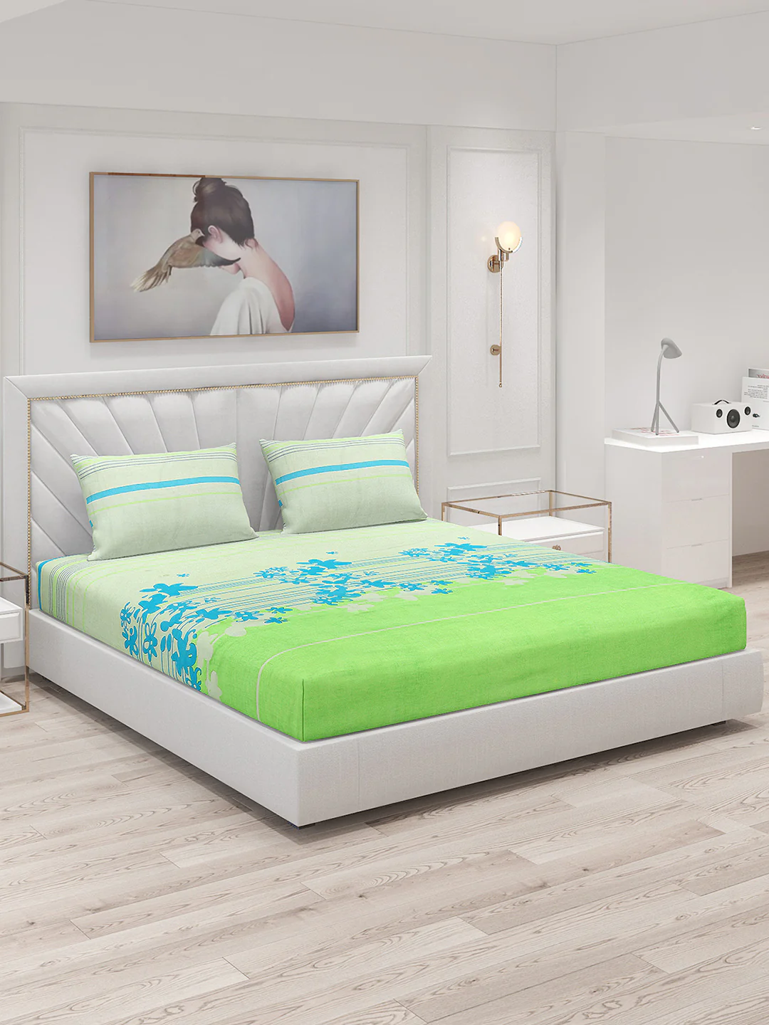 120 GSM Polyester Double Bed Bedsheet with 2 Pillow Covers - Updated - Updated