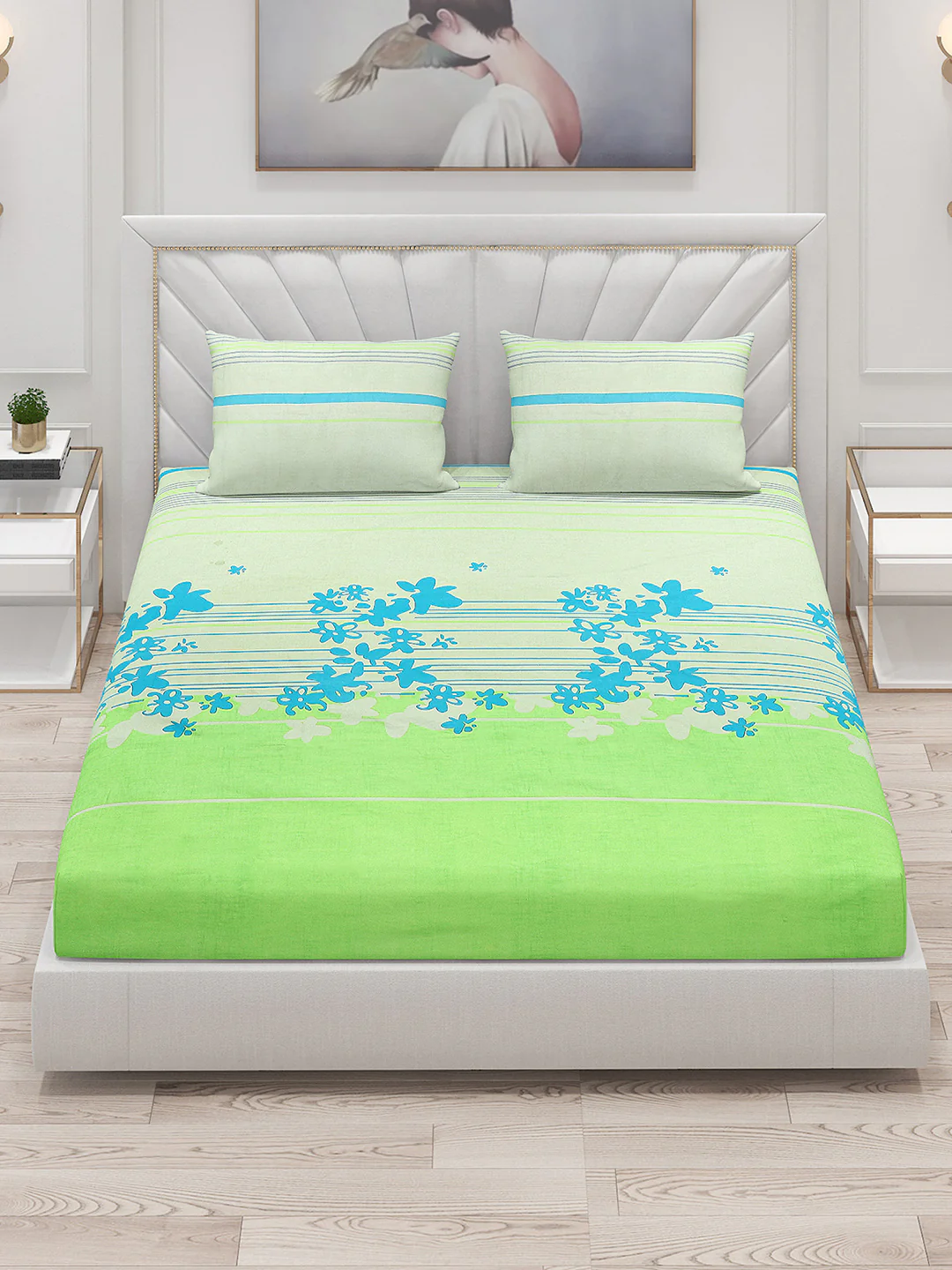 120 GSM Polyester Double Bed Bedsheet with 2 Pillow Covers - Updated - Updated - Image 2