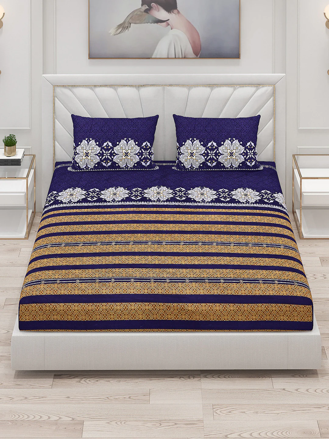 120 GSM Polyester Double Bed Bedsheet with 2 Pillow Covers - Updated - Updated - Image 2