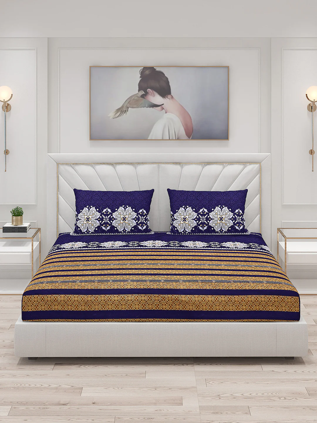 120 GSM Polyester Double Bed Bedsheet with 2 Pillow Covers - Updated - Updated - Image 3