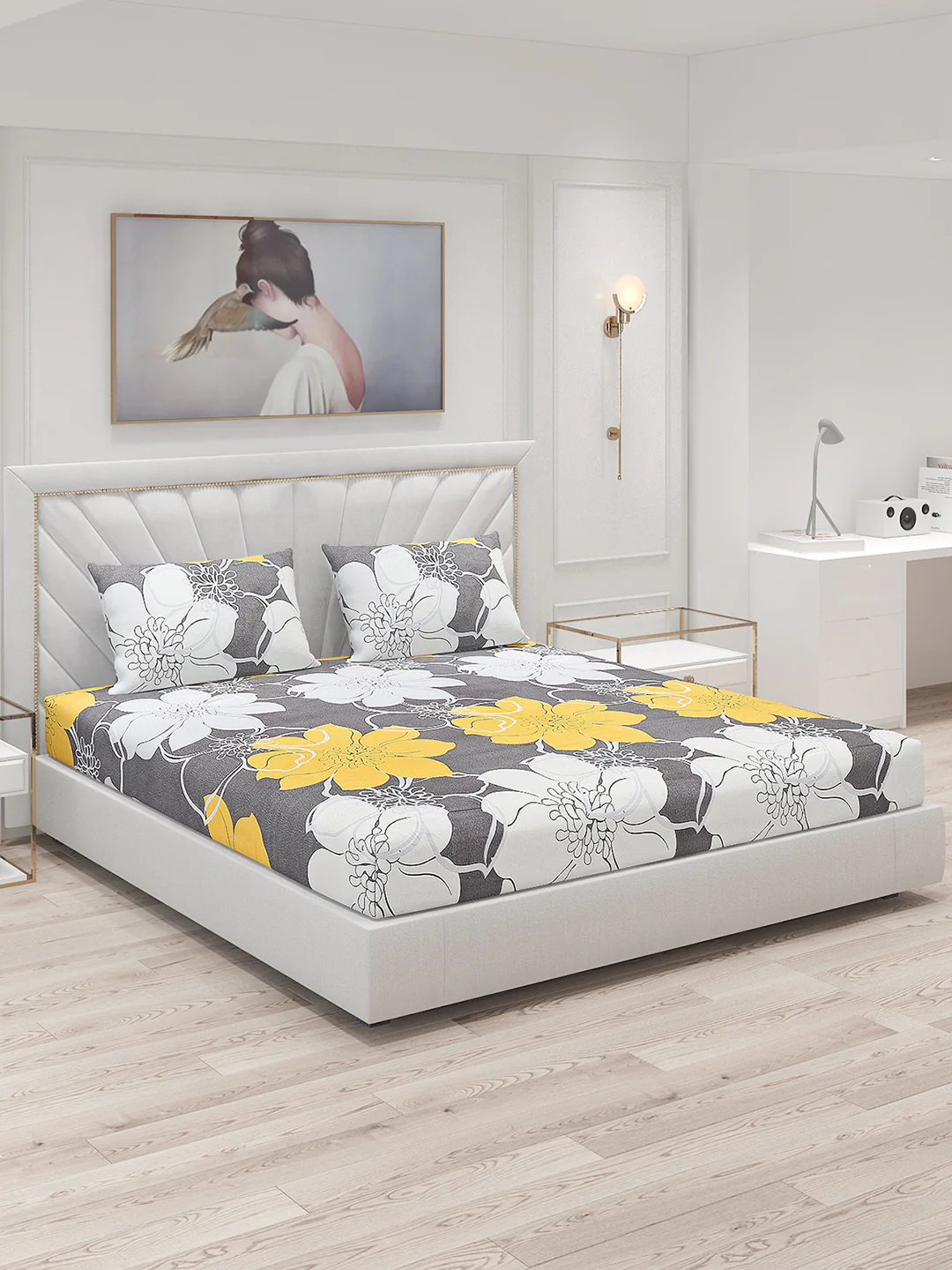 120 GSM  Polyester Double Bed Bedsheet with 2 Pillow Covers - Updated - Updated
