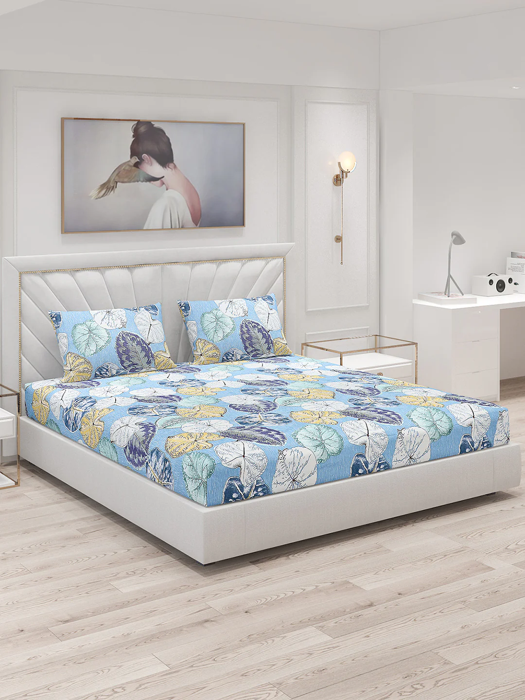 120 GSM  Polyester Double Bed Bedsheet with 2 Pillow Covers - Updated - Updated