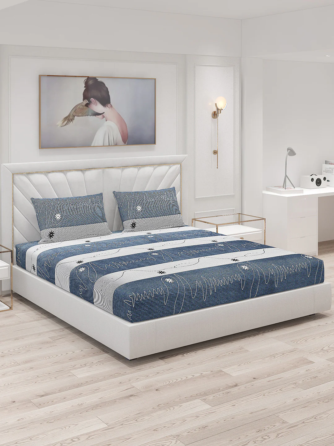 120 GSM  Polyester Double Bed Bedsheet with 2 Pillow Covers - Updated - Updated