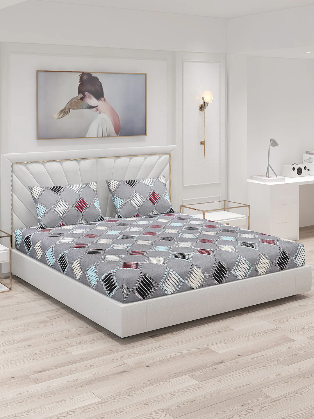 120 GSM  Polyester Double Bed Bedsheet with 2 Pillow Covers - Updated - Updated
