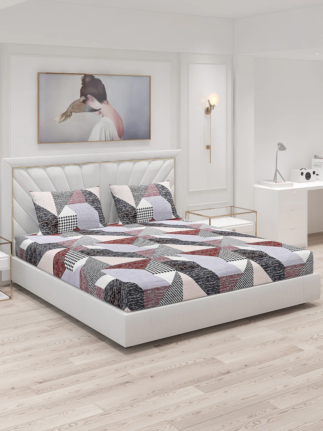 120 GSM  Polyester Double Bed Bedsheet with 2 Pillow Covers - Updated - Updated