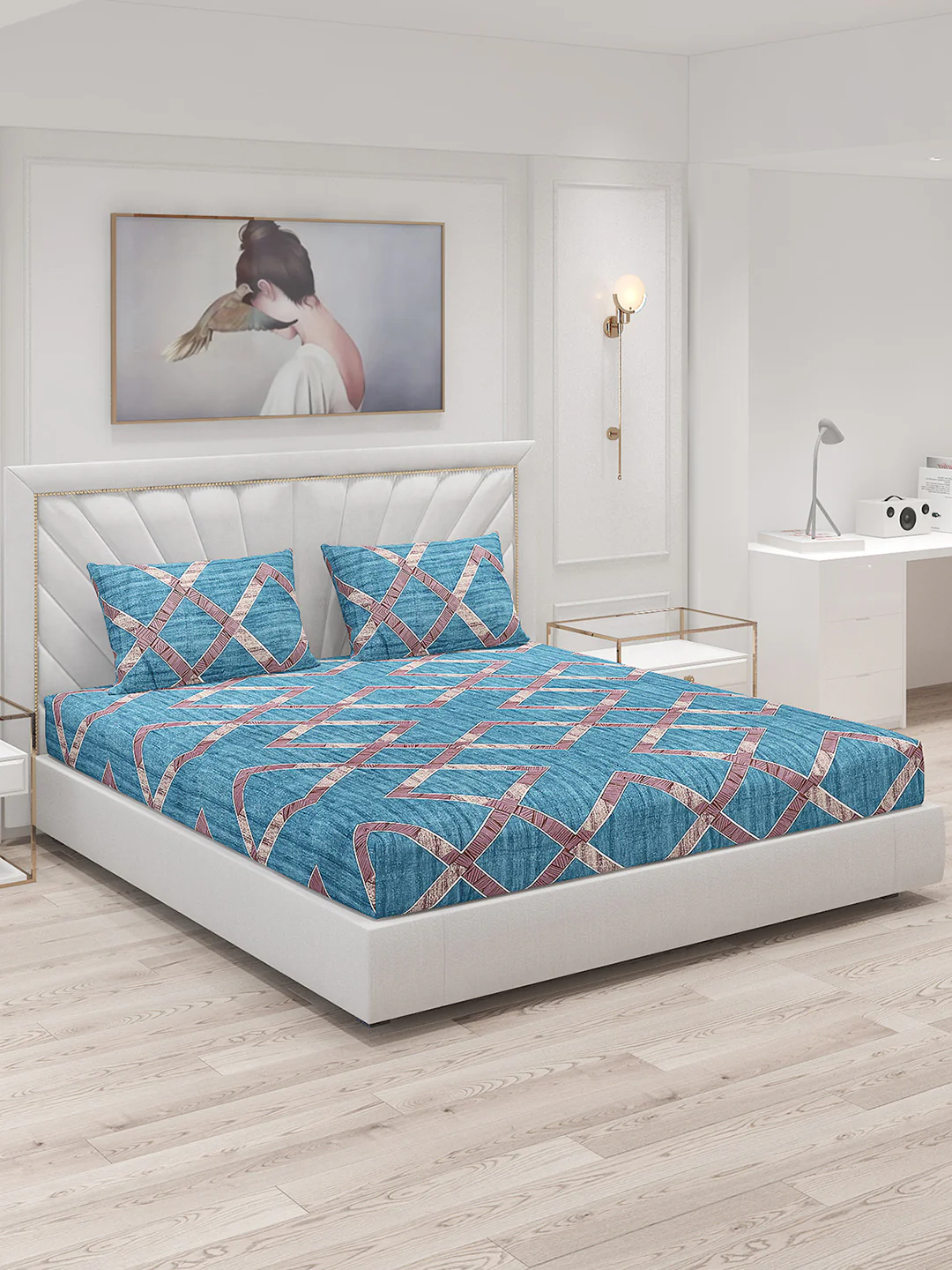 120 GSM  Polyester Double Bed Bedsheet with 2 Pillow Covers - Updated - Updated