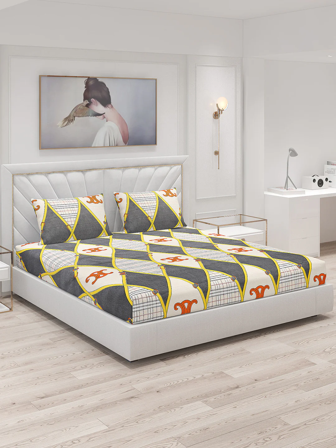 120 GSM  Polyester Double Bed Bedsheet with 2 Pillow Covers - Updated - Updated