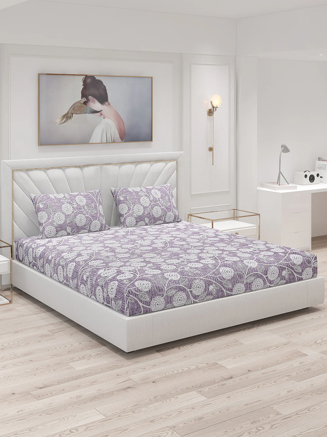 120 GSM  Polyester Double Bed Bedsheet with 2 Pillow Covers - Updated - Updated