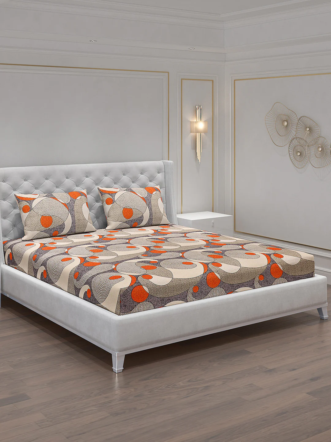 120 GSM Polyester Double Bed Bedsheet with 2 Pillow Covers - Updated