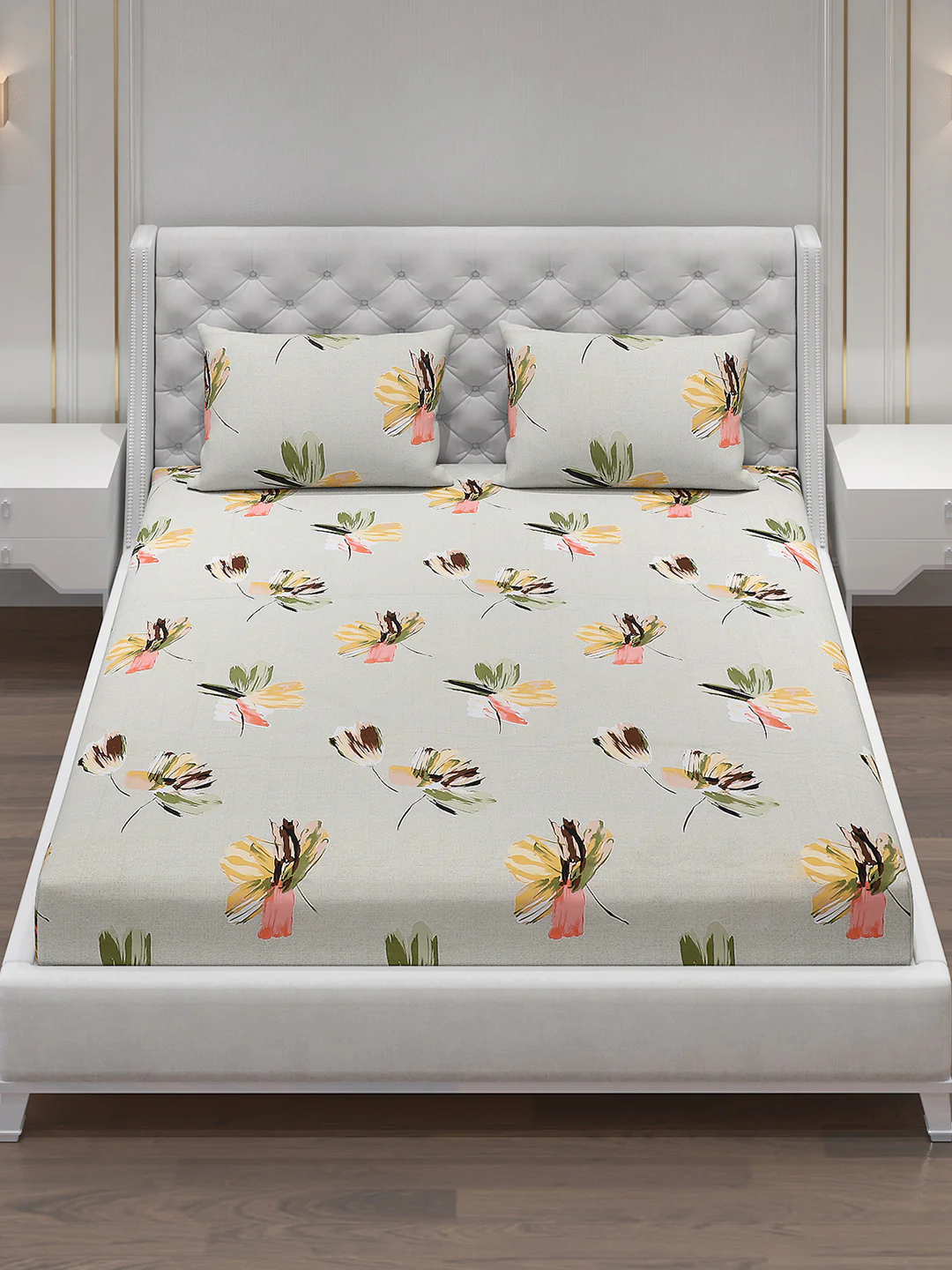 120 GSM Polyester Double Bed Bedsheet with 2 Pillow Covers - Updated - Updated - Image 2