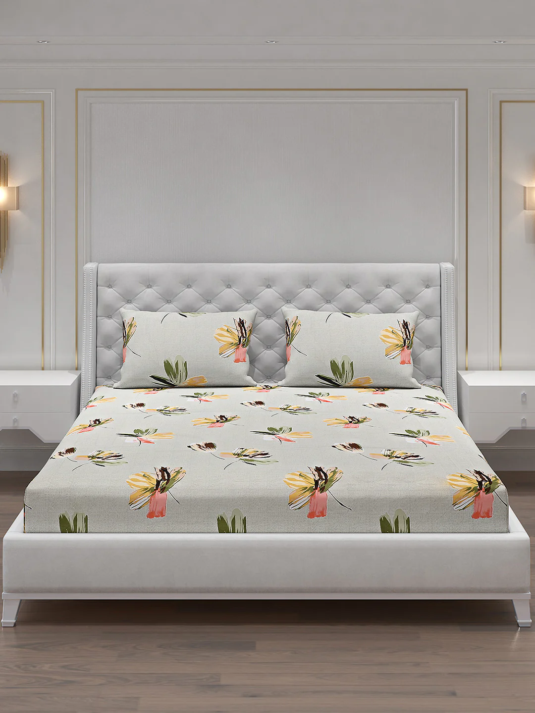 120 GSM Polyester Double Bed Bedsheet with 2 Pillow Covers - Updated - Updated - Image 3
