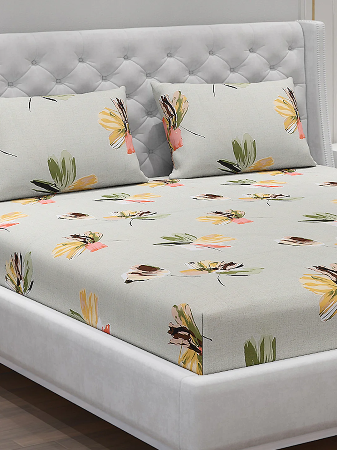 120 GSM Polyester Double Bed Bedsheet with 2 Pillow Covers - Updated - Updated - Image 5