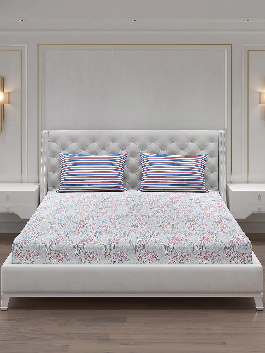 120 GSM Polyester Double Bed Bedsheet with 2 Pillow Covers - Updated - Updated - Image 3