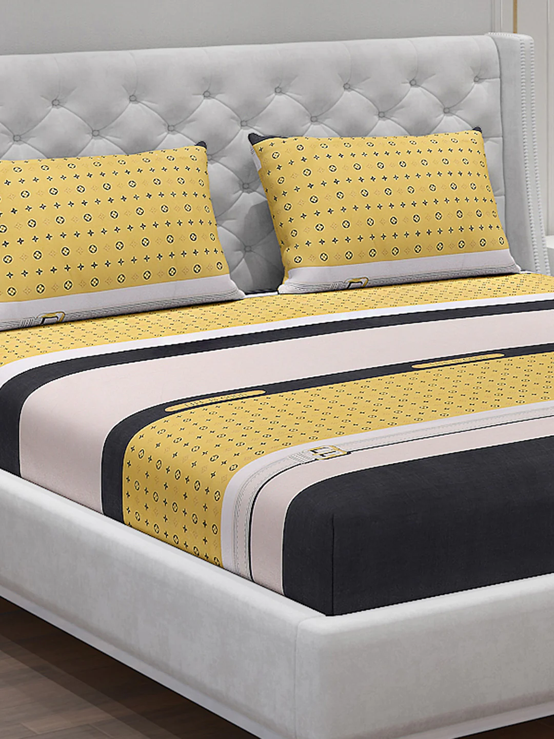 120 GSM Polyester Double Bed Bedsheet with 2 Pillow Covers - Updated - Updated - Image 5