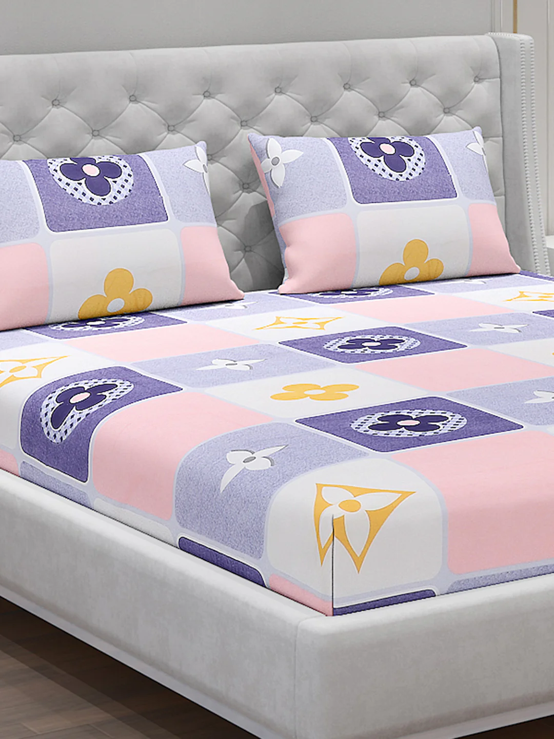 120 GSM Polyester Double Bed Bedsheet with 2 Pillow Covers - Updated - Updated - Image 5