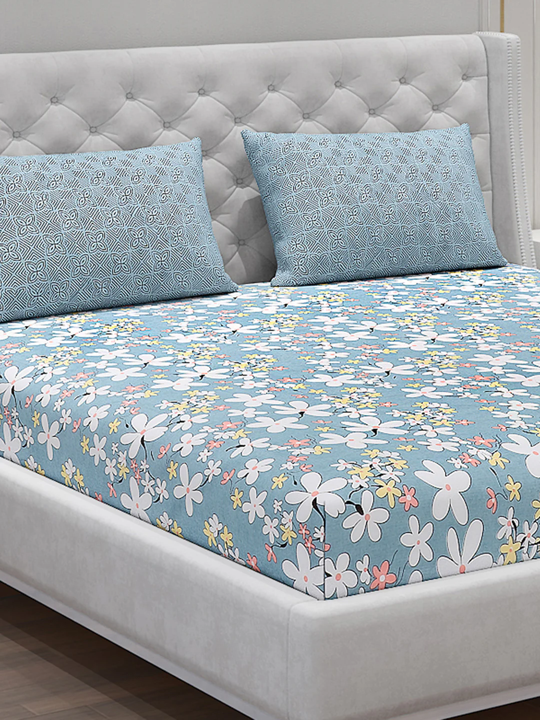 120 GSM Polyester Double Bed Bedsheet with 2 Pillow Covers - Updated - Updated - Image 5