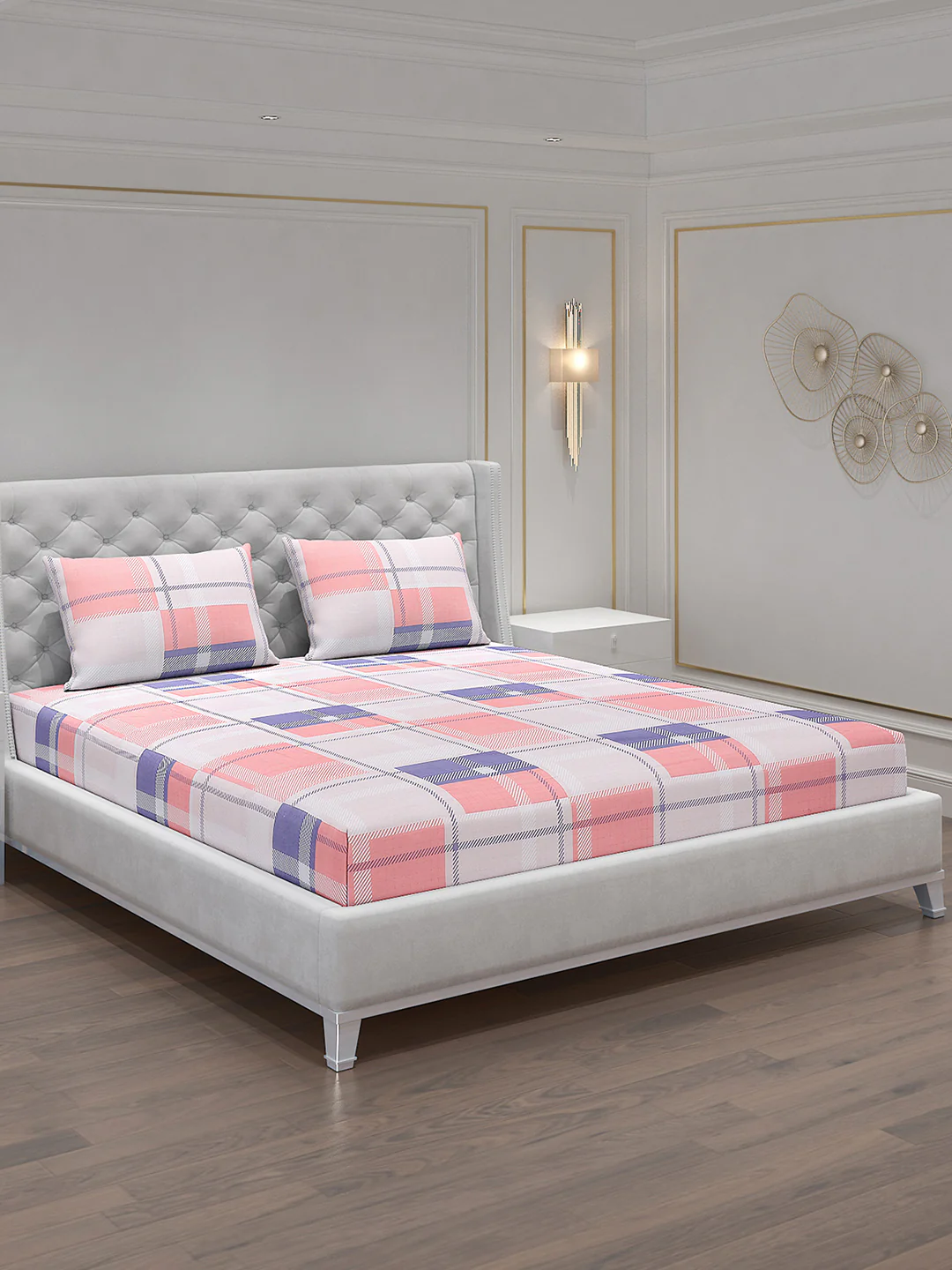 120 GSM Polyester Double Bed Bedsheet with 2 Pillow Covers - Updated - Updated