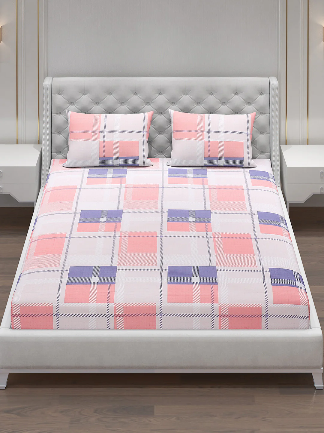 120 GSM Polyester Double Bed Bedsheet with 2 Pillow Covers - Updated - Updated - Image 2