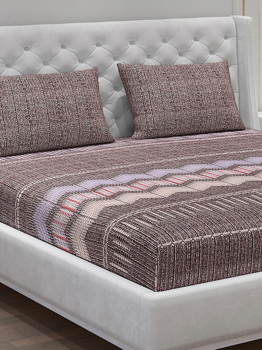 120 GSM Polyester Double Bed Bedsheet with 2 Pillow Covers - Updated - Updated