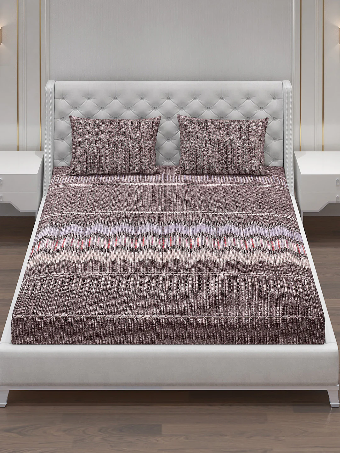 120 GSM Polyester Double Bed Bedsheet with 2 Pillow Covers - Updated - Updated - Image 3