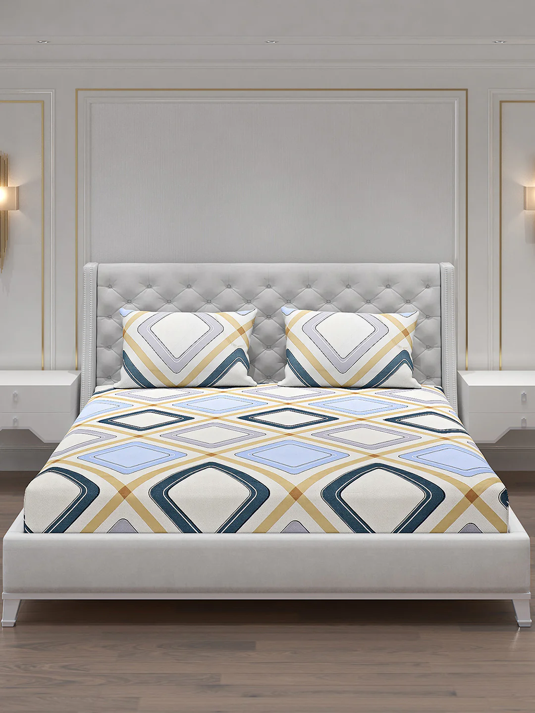120 GSM Polyester Double Bed Bedsheet with 2 Pillow Covers - Updated - Updated - Image 3
