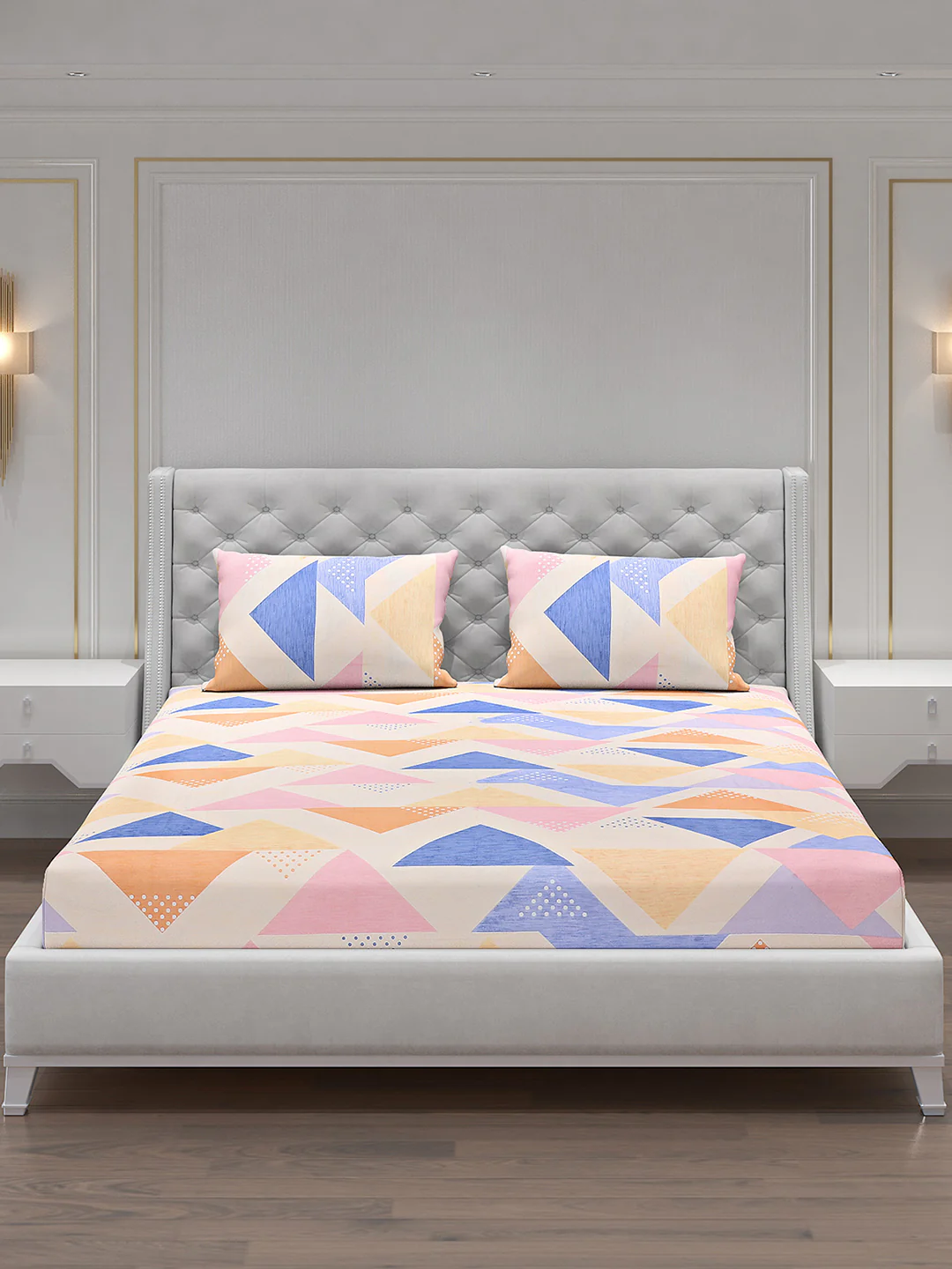 120 GSM Polyester Double Bed Bedsheet with 2 Pillow Covers - Updated - Updated - Image 3