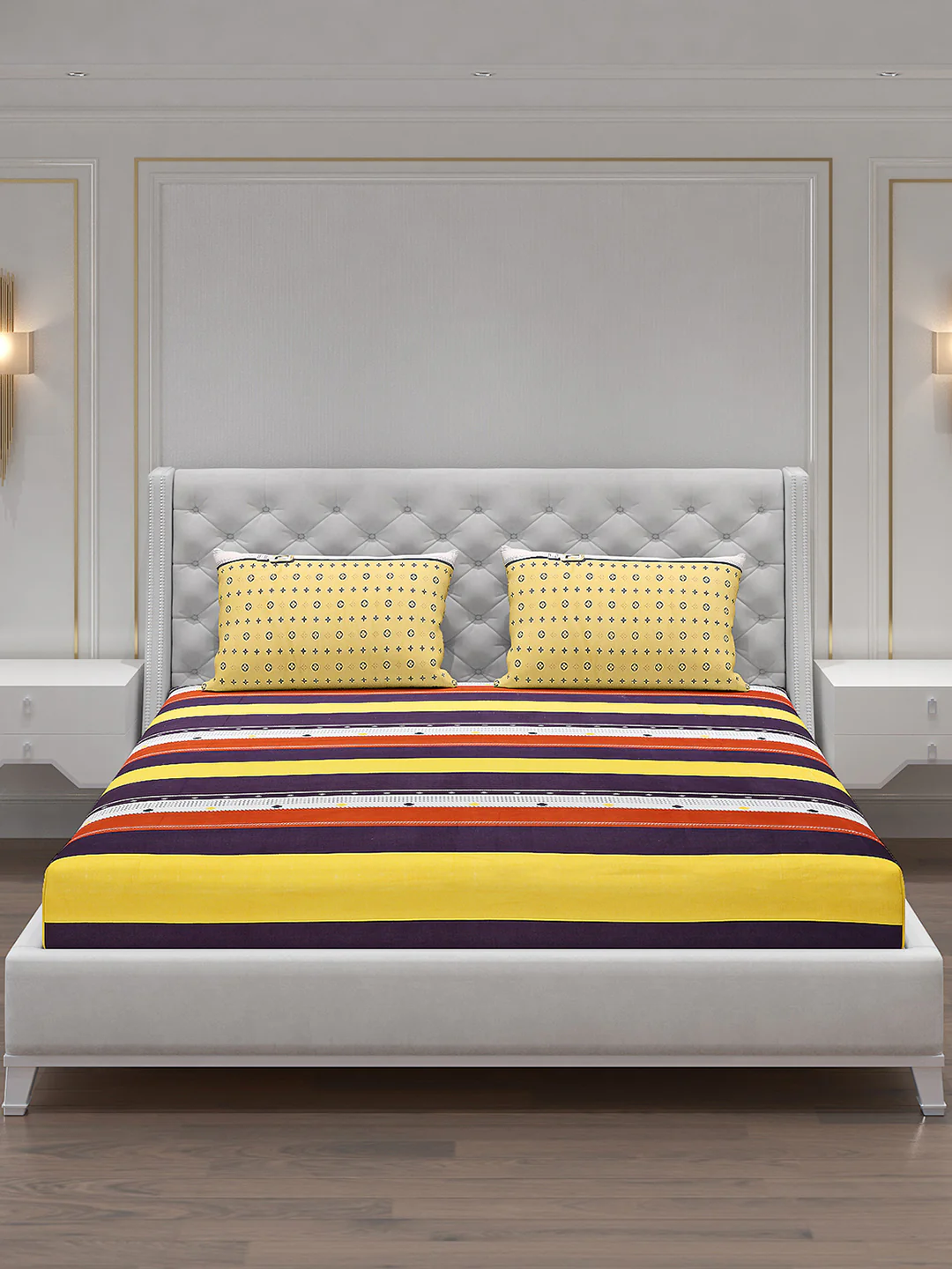 120 GSM Polyester Double Bed Bedsheet with 2 Pillow Covers - Updated - Updated - Image 3