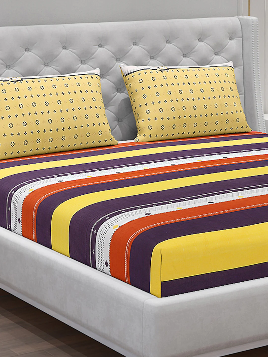 120 GSM Polyester Double Bed Bedsheet with 2 Pillow Covers - Updated - Updated - Image 5