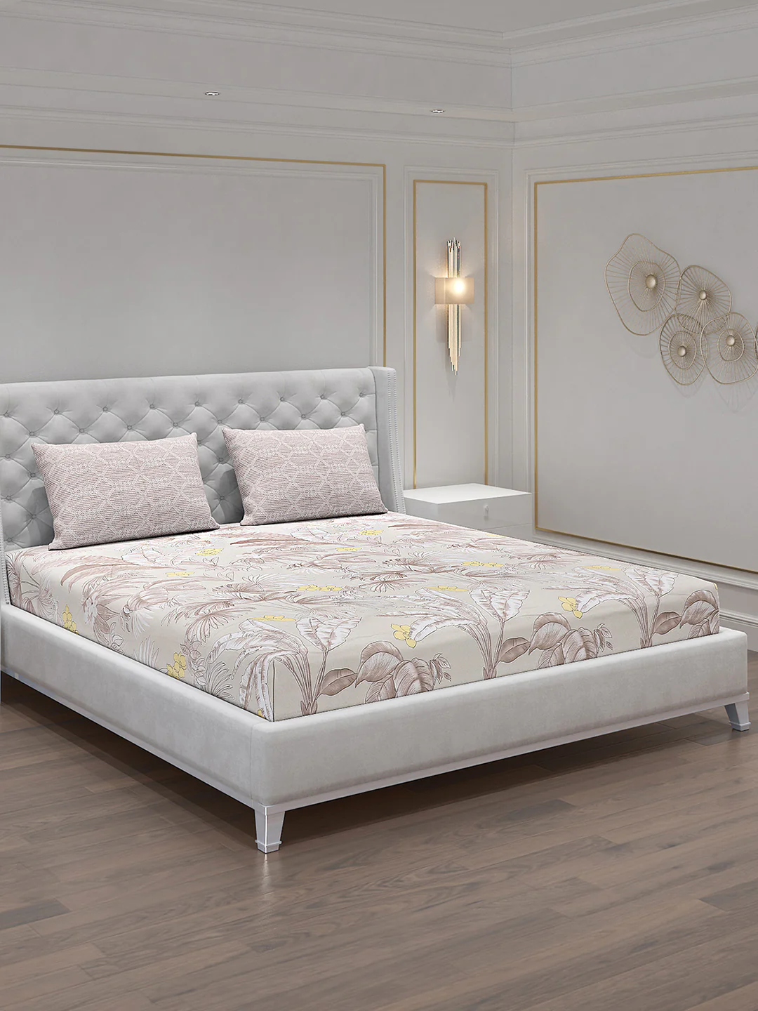 120 GSM Polyester Double Bed Bedsheet with 2 Pillow Covers - Updated - Updated