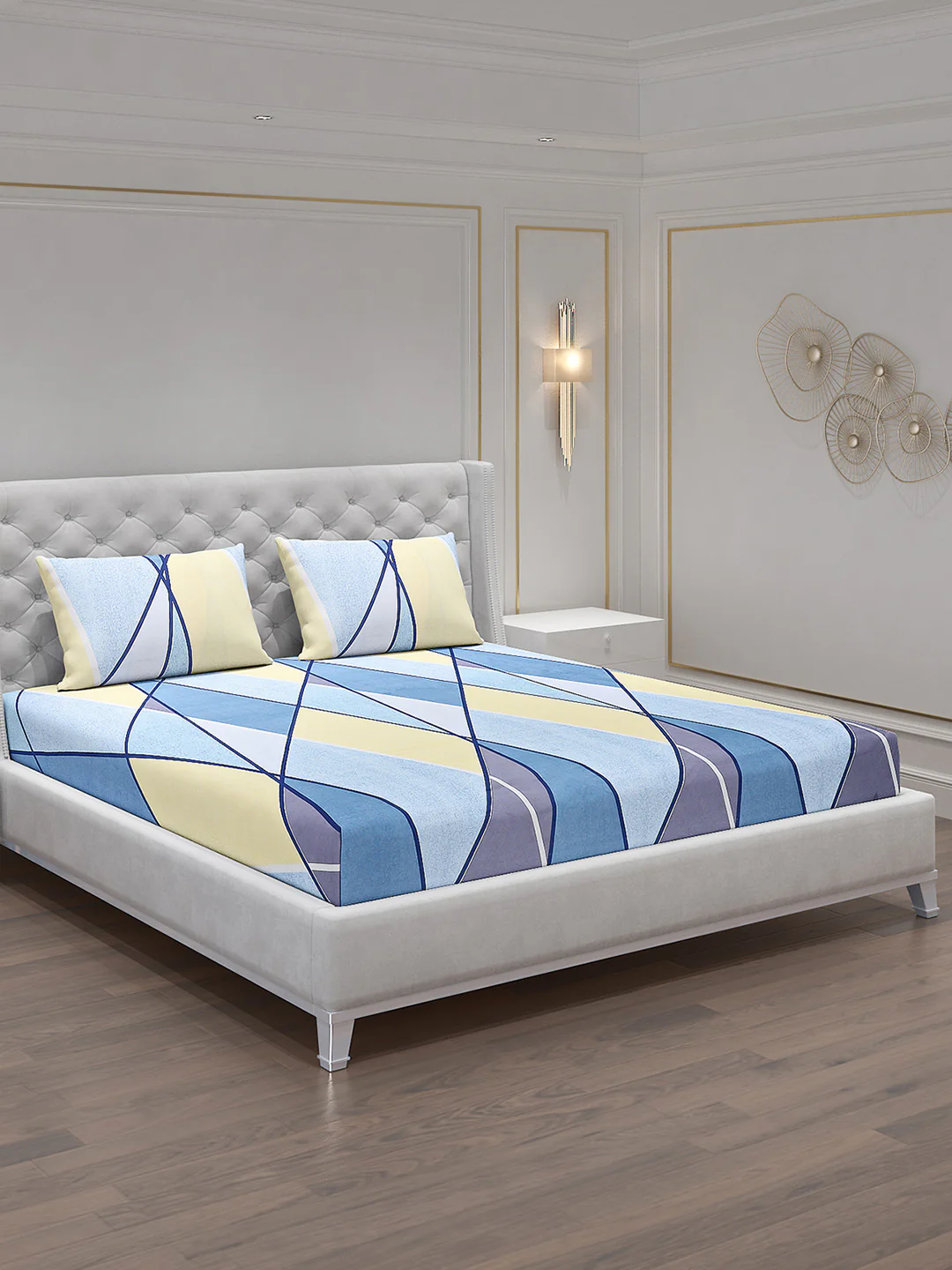 120 GSM Polyester Double Bed Bedsheet with 2 Pillow Covers - Updated - Updated