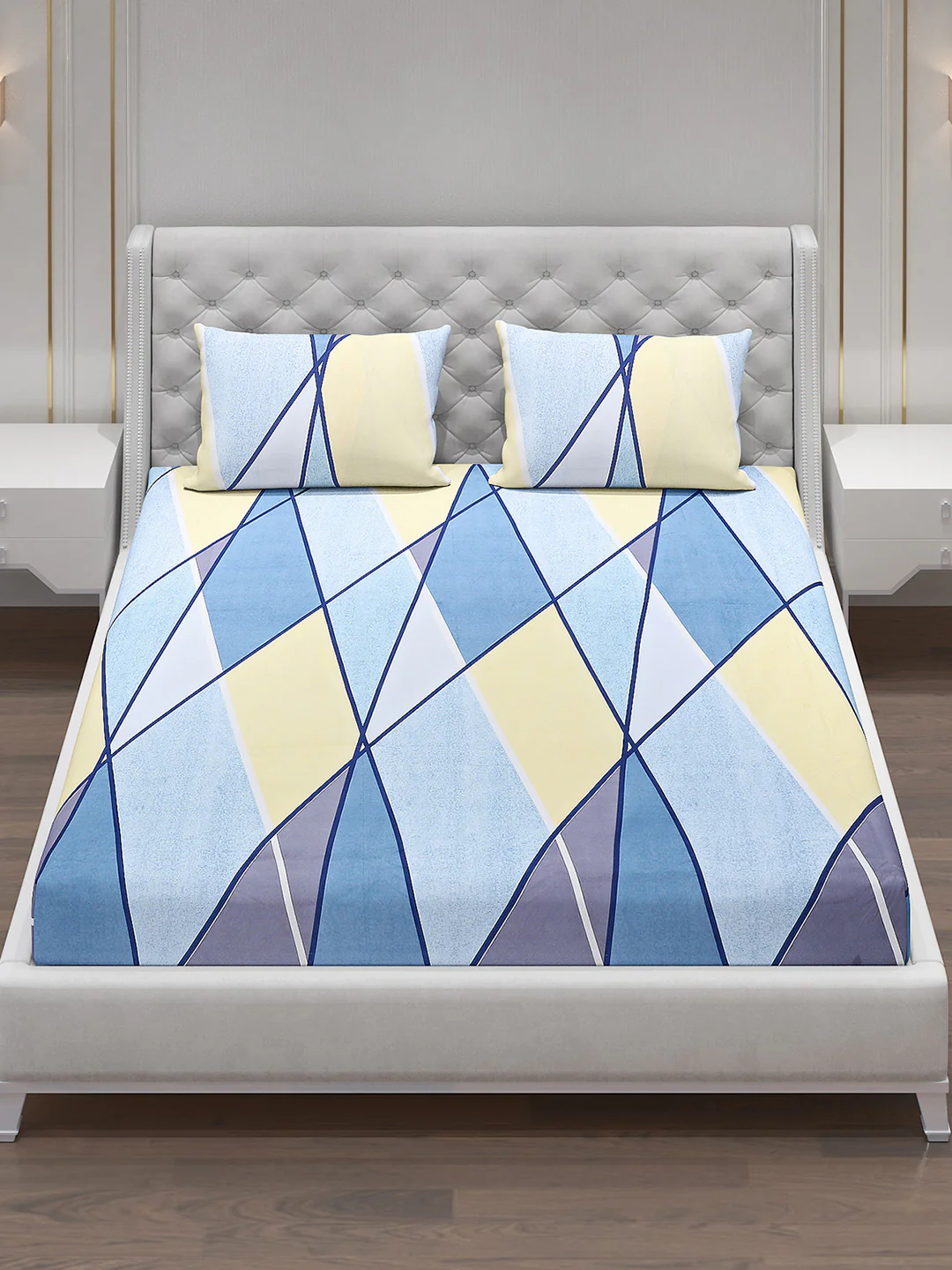 120 GSM Polyester Double Bed Bedsheet with 2 Pillow Covers - Updated - Updated - Image 2