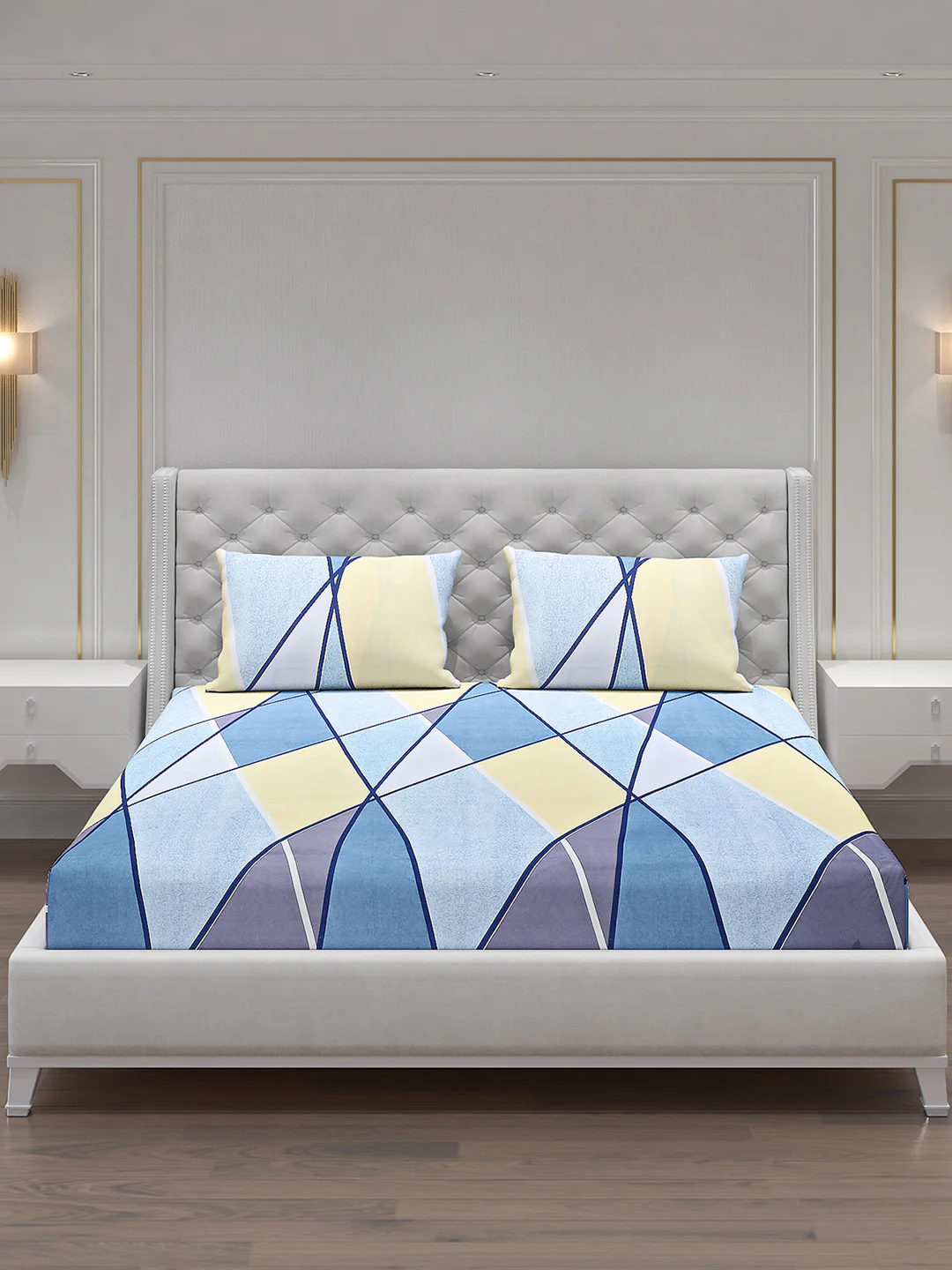 120 GSM Polyester Double Bed Bedsheet with 2 Pillow Covers - Updated - Updated - Image 3